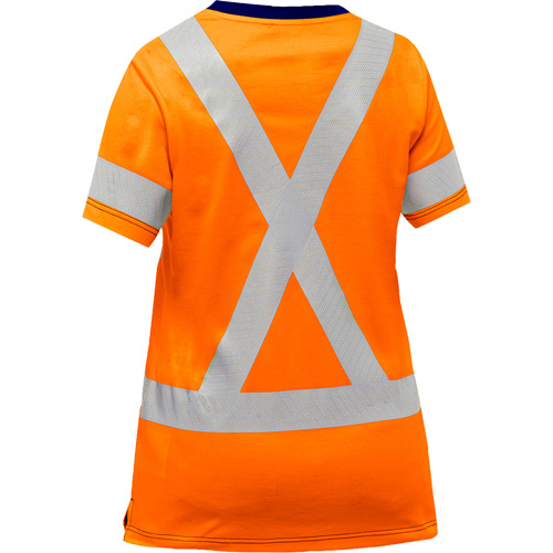 Chemise &agrave; manches courtes et X au dos Bisley pour femmes, Poly-coton, Petit, Orange haute visibilit&eacute; WestPier
