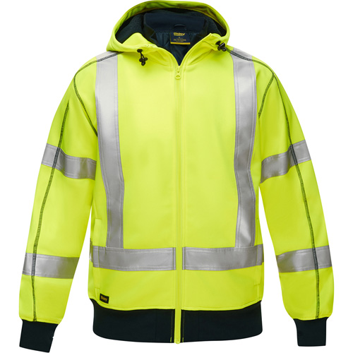Bisley&reg; X-Back Full Zip Hooded Sweatshirt with Sherpa Lining, Small, High Visibility Lime-Yellow WestPier