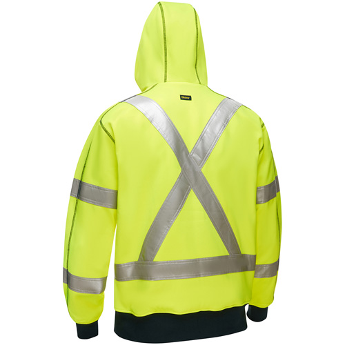 Bisley&reg; X-Back Full Zip Hooded Sweatshirt with Sherpa Lining, Small, High Visibility Lime-Yellow WestPier