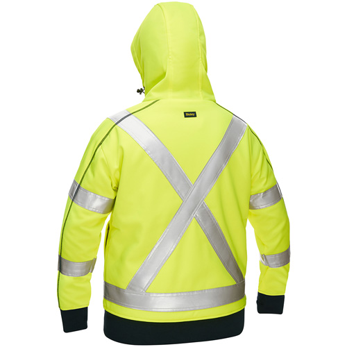 Bisley&reg; X-Back Women's Contoured Full Zip Hooded Sweatshirt with Sherpa Lining, 3X-Large, High Visibility Lime-Yellow WestPier