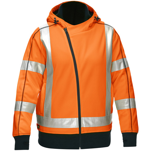 Bisley&reg; X-Back Women's Contoured Full Zip Hooded Sweatshirt with Sherpa Lining, X-Large, High Visibility Orange WestPier