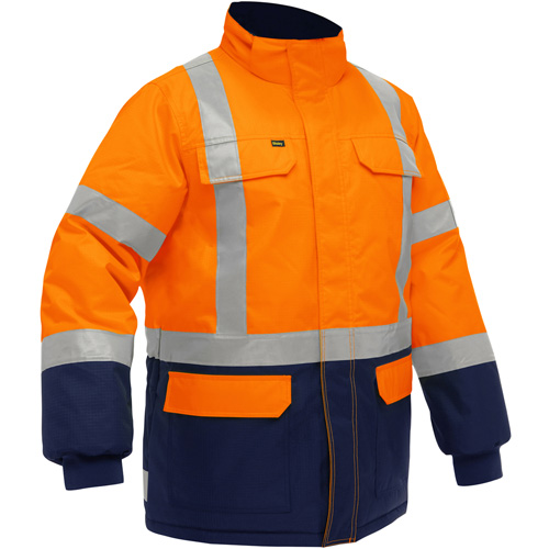 Bisley&reg; X-Back Extreme Cold Jacket with Navy Bottom, Polyester, High Visibility Orange, Large WestPier