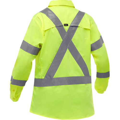 Chemise de travail &agrave; manches longues et X au dos Bisley avec X-Airflow pour femmes, Poly-coton, Petit, Jaune lime haute visibilit&eacute; WestPier