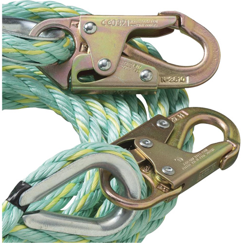 VL-1122-100 Cordage de s&eacute;curit&eacute; vertical avec crochet mousqueton d'ancrage, Copolym&egrave;re WestPier