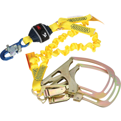 Twin-Leg Stretch Web Shock-Absorbing Lanyard, 6', Rebar Hook Center, Snap Hook Leg Ends WestPier