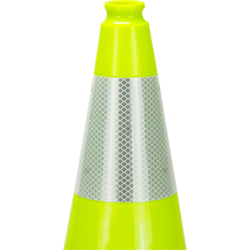 C&ocirc;ne de signalisation de premi&egrave;re qualit&eacute;, 18", Vert lime, Bande(s) r&eacute;fl&eacute;chissante(s) 6" WestPier