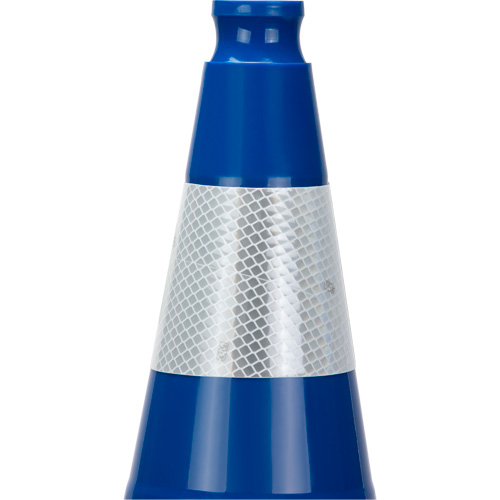 C&ocirc;ne de signalisation de premi&egrave;re qualit&eacute;, 28", Bleu, Bande(s) r&eacute;fl&eacute;chissante(s) 4" WestPier