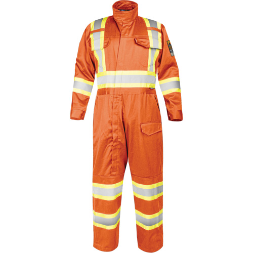 Fire-Resistant Coverall with High-Visibility Bands, Size Small, Orange WestPier