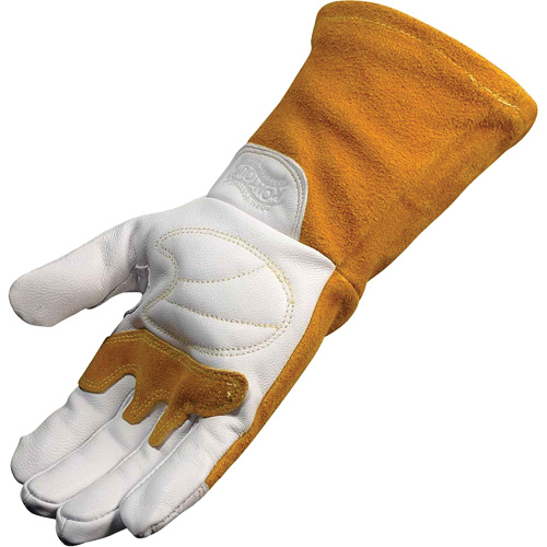 Gants de soudeur TIG/MIG de premi&egrave;re qualit&eacute; avec dos en cuir de vache refendue isol&eacute;es et ignifug&eacute;s Caiman, Cuir fleur de ch&egrave;vre, Taille T-Grand WestPier