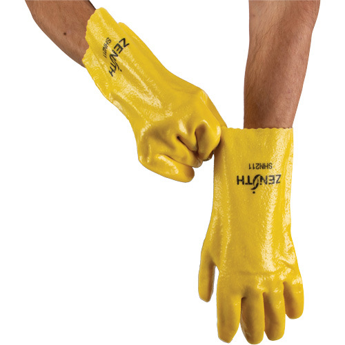 Gants &agrave; fini rugueux et r&eacute;sistants aux produits chimiques, Taille 9, 12" lo, PVC, Doublure en Interlock, 47-mil WestPier