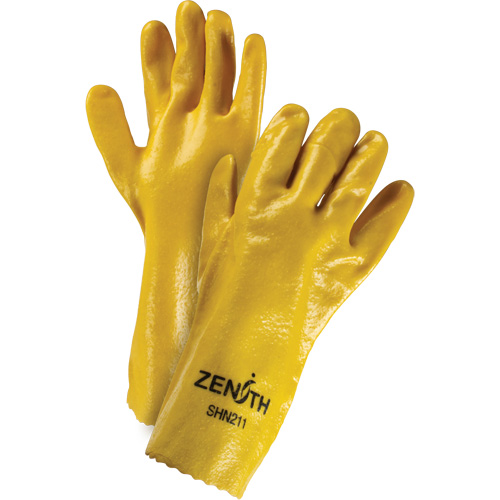 Gants &agrave; fini rugueux et r&eacute;sistants aux produits chimiques, Taille 9, 14" lo, PVC, Doublure en Interlock, 47-mil WestPier