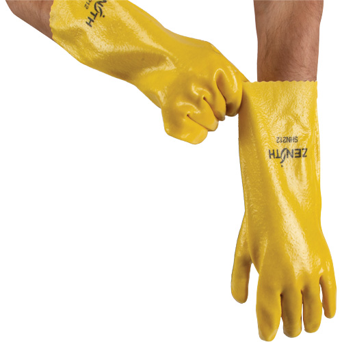 Gants &agrave; fini rugueux et r&eacute;sistants aux produits chimiques, Taille 9, 14" lo, PVC, Doublure en Interlock, 47-mil WestPier