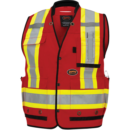 6678 High-Visibility Antimicrobial Mesh-Back Surveyor Vest, Red, Small, Polyester WestPier