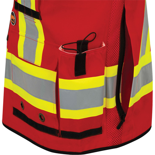 6678 High-Visibility Antimicrobial Mesh-Back Surveyor Vest, Red, Small, Polyester WestPier