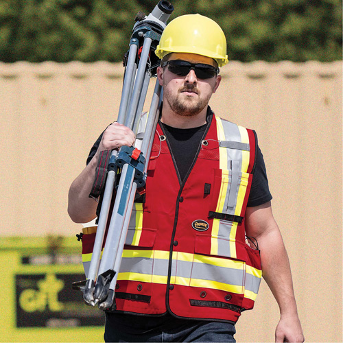 6678 High-Visibility Antimicrobial Mesh-Back Surveyor Vest, Red, Small, Polyester WestPier