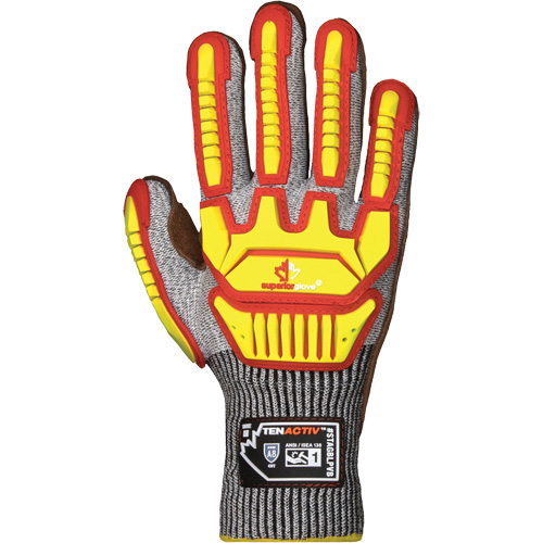 Gants antichocs TenActiv STAGBLPVB, 3T-Grand, Paume en Cuir de vache, Poignet Poignet en tricot WestPier