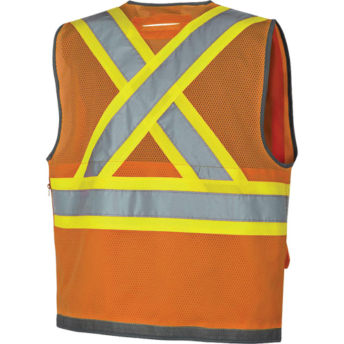 Pioneer Mesh Back Zip Front Surveyor Safety Vest, High Visibility Orange, Small, Polyester WestPier