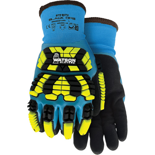 Gants d'hiver antichocs 9393TPR Stealth Black Ops, Petit, Paume en Mousse de latex, Poignet Poignet en tricot WestPier