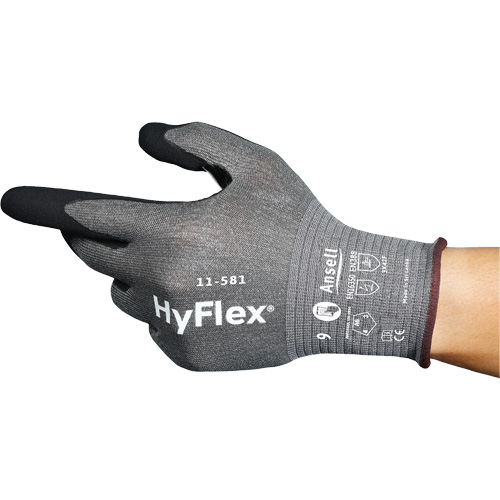 HyFlex&reg; 11-581 Ultra-Lightweight Industrial Gloves, Size 6, 21 Gauge, Nitrile Coated, Nylon/HPPE/Tungsten/Spandex Shell, ASTM ANSI Level A6 WestPier