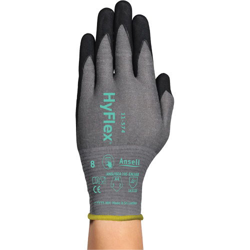 HyFlex&reg; 11-574 Cut-Resistant Gloves, Size 5/2X-Small, 21 Gauge, Foam Nitrile Coated, Intercept Shell, ASTM ANSI Level A4/EN 388 Level D WestPier