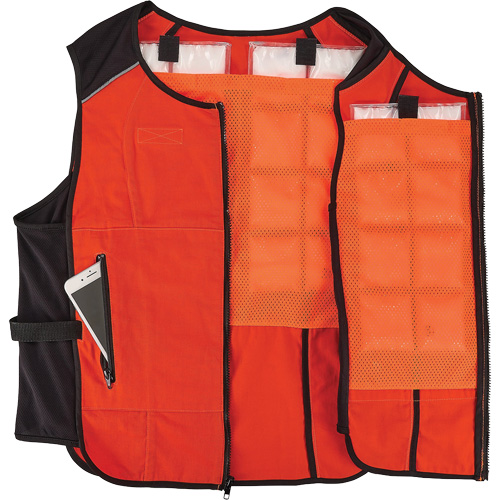 Chill-Its 6260 Lightweight Phase Change Cooling Vest with Rechargeable Packs, Large/X-Large, Orange WestPier