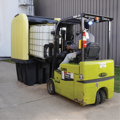 Yellow Roll Top Hardcover Spill Pallet with Drain, 65" L x 65" W x 101" H, 5000 lbs. Load Capacity WestPier