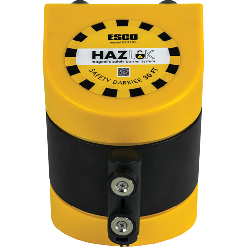 HAZLOK Safety Barrier System, Plastic, Magnetic Mount, 30', Black and Yellow Tape WestPier