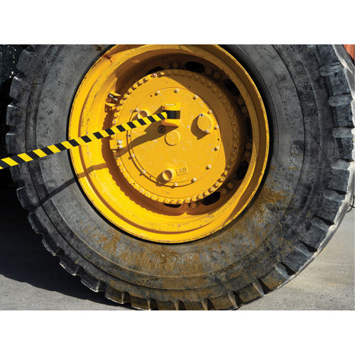 HAZLOK Safety Barrier System, Plastic, Magnetic Mount, 30', Black and Yellow Tape WestPier