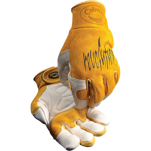 Gants de soudeur TIG/MIG de premi&egrave;re qualit&eacute; Caiman avec fermeture &agrave; boucles & crochets, Cuir de vache refendu, Taille T-Grand WestPier