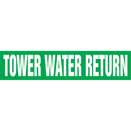 Marqueurs de tuyau "Tower Water Return", Autocollant, 4" h x 24" la, Blanc/vert WestPier