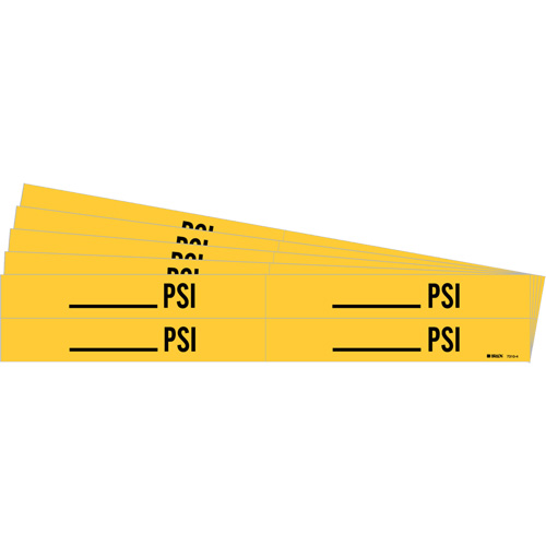 Marqueurs de tuyau avec espace vierge suivi de PSI, Autocollant, 1-1/8" h x 7" la, Noir sur jaune WestPier