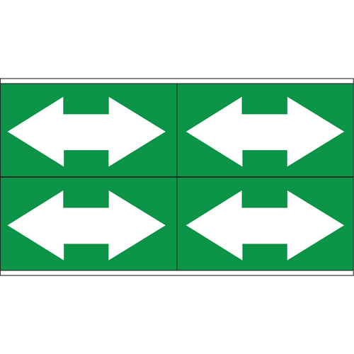 Marqueurs de tuyau avec fl&egrave;ches bidirectionnelles, Autocollant, 1-1/8" h x 7" la, Blanc/vert WestPier