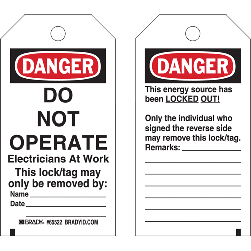 Lockout Tags, Plastic, 3" W x 5-1/2" H, English WestPier