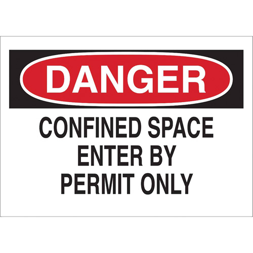 "DANGER Confined Space Enter By Permit Only" Sign, 10" x 14", Polystyrene, English WestPier