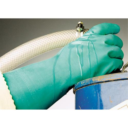 StanSolv&reg; Embossed Z-Pattern Grip Gloves, Size Medium/8, 14" L, Nitrile, Interlock Inner Lining, 11-mil WestPier