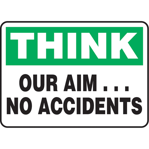 "Our Aim… No Accidents" Sign, 7" x 10", Aluminum, English WestPier