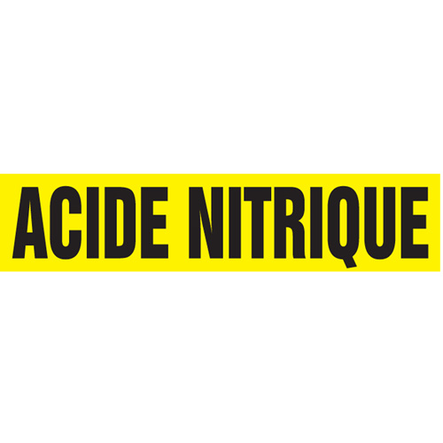 Marqueurs de tuyau "Acide Nitrique", Autocollant, 2-1/2" h x 12" la, Noir sur jaune WestPier