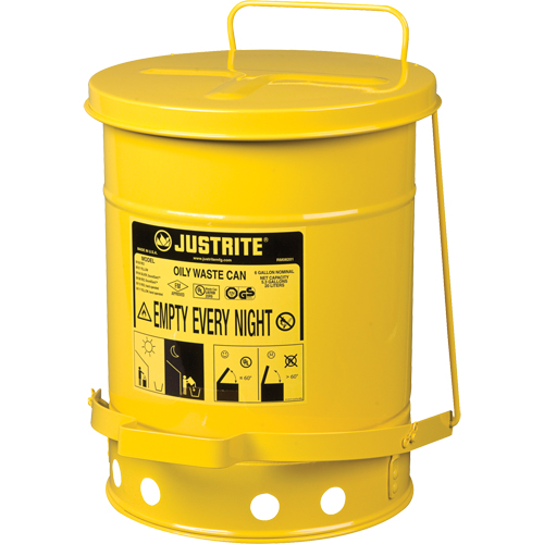Oily Waste Cans, FM Approved/UL Listed, 6 US Gal., Yellow WestPier