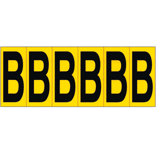 Individual Adhesive Letter Markers, B, 2-15/16" H, Black on Yellow WestPier