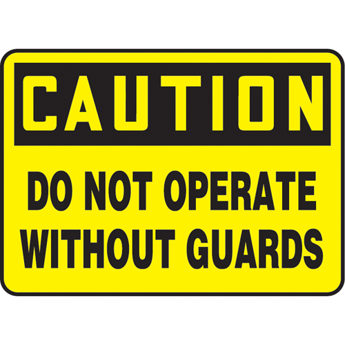 "Do Not Operate Without Guards" Sign, 7" x 10", Plastic, English WestPier
