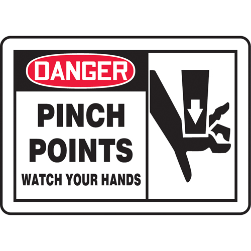 "Pinch Points" Sign, 10" x 14", Vinyl, English with Pictogram WestPier