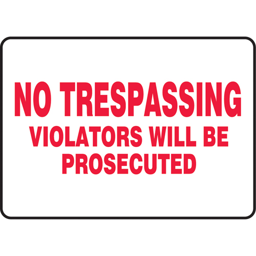 Enseigne  No Trespassing , 10" x 14", Vinyle, Anglais WestPier