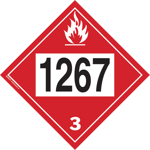 1267 Petroleum Crude Oil Flammable Liquid TDG Placard, Adhesive Vinyl WestPier