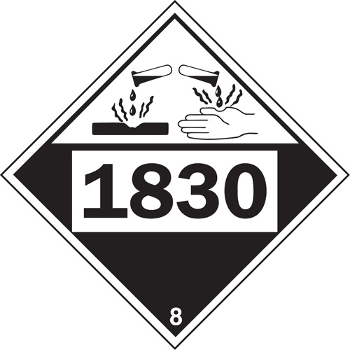 1830 Sulphuric Acid Corrosive Materials TDG Placard, Plastic WestPier
