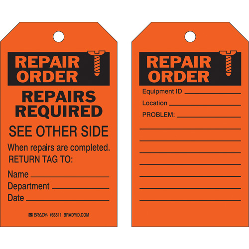 &eacute;tiquette pour les r&eacute;parations de s&eacute;curit&eacute;, Polyester, 4" la x 7" h, Anglais WestPier