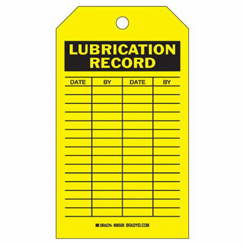 &eacute;tiquettes registres de lubrifications, Polyester, 4" la x 7" h, Anglais WestPier