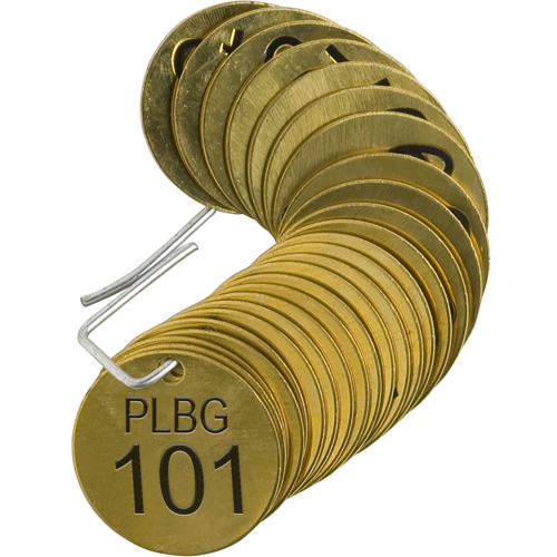 &eacute;tiquettes num&eacute;rot&eacute;es pour vannes PLPG, # 101-125, Laiton, 1,5" dia. WestPier