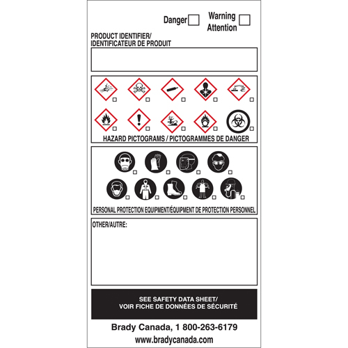 OTS WHMIS Labels, Vinyl, Sheet, 6" L x 3" W WestPier