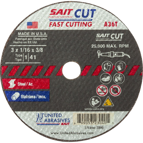 Cut-Off WHEEL (A36T), 13" x 1/16", 1/4" Arbor, Type 27, Aluminum Oxide, 25000 RPM WestPier