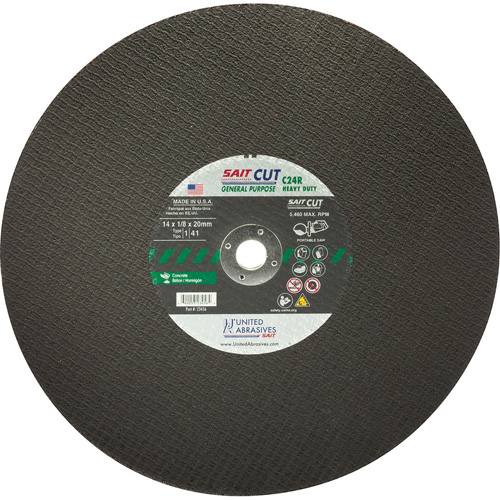 Cut-Off Wheel 24CR, 16" x 1/8", 1" Arbor, Type 1, Silicon Carbide, 4800 RPM WestPier